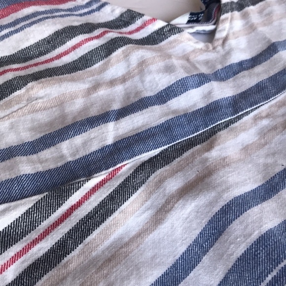 ZARA BASIC Denim Couture V Neck Red White Blue Patriotic July 4 Striped Tank Med - Picture 7 of 12